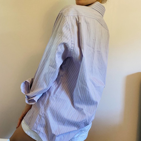 Lilac Striped Oversized Button Down - Picture 3 of 7